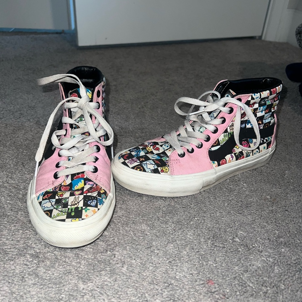 Vans Multicolor High-Top Sneakers with Cartoon Design